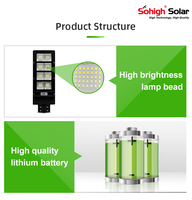 Lampe de rue solaire LED intégrée intelligente multi-puissance 30W 300W IP65 pour extérieur