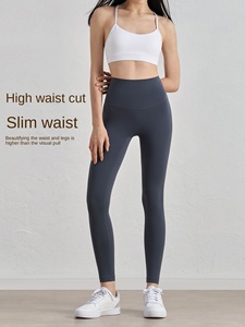 Leggings Fitness di alta qualità da donna di vendita calda nuove tasche da palestra con retro a V a modello solido elastico in vita antibatterico - Product Image 3