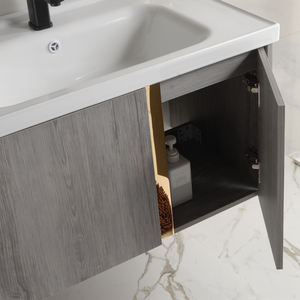 Mueble de Baño con Lavabo de Cerámica, Espejo de Baño Montado en la Pared, Mueble de Baño Flotante de PVC con Lavabo, Venta al por Mayor de Fábrica - Product Image 4