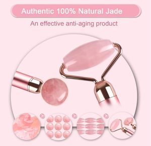 Hot Selling Skin Care Facial Lifting Anti Aging Natural Gem Rose Quartz Stone Vibrating 4 in 1 <b>Jade</b> <b>Roller</b> - Product Image 2
