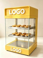 Lemari Pemanas Makanan Komersial, Display Kabinet Meja, Showcase Tart Telur, Pemanas Alas Listrik, Kapasitas 65L, Suhu 50-70C