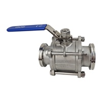 Vanne à boisseau sphérique manuelle haute température ISO REJIA, étanchéité PTFE, DN15-50, trois pièces, montage rapide