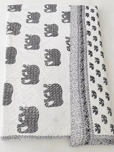 Nouvelle couverture légère en coton imprimé à la main style Jaipuri pour l'été, motif floral réversible, style bohème indien, MALONI - Product Image 2