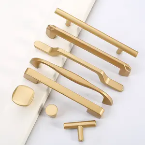 Hardware Accessories Modern Luxury Gold Door Window Handles Stainless Steel Sideboard Wardrobe Closet Cabinet Interior Pulls