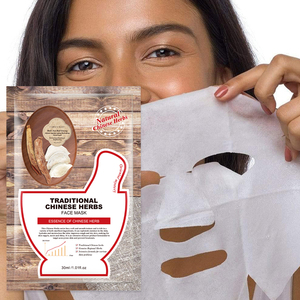Bas quantité minimale de commande Logo personnalisé herbes chinoises hydratant hydratant éclaircissant réparateur végétalien <span class=keywords><strong>masque</strong></span> facial soins de la peau feuille de ginseng <span class=keywords><strong>masque</strong></span> facial - Product Image 1