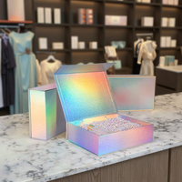 Boîte cosmétique de luxe haut de gamme en forme de livre, en carton recyclable, personnalisable, pliable à plat, avec fermeture magnétique laser, écologique et holographique