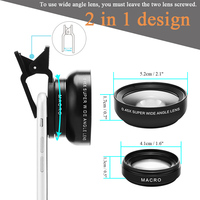 Objectif de téléphone 2-en-1 0,45X Super Grand Angle et 12,5X Macro, qualité DSLR 4K HD, universel à clipser pour appareil photo mobile, idéal pour la photographie de voyage