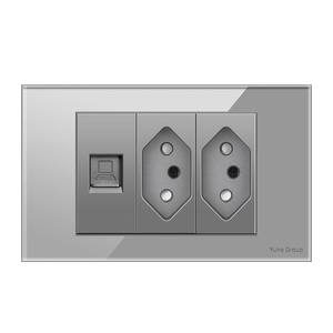 Panel de vidrio templado, interruptor de pared estándar brasileño, enchufe estándar, enchufe doble USB tipo C, interruptor de luz. - Product Image 4