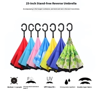 Parapluie inversé à l'envers, extra large, double auvent, ventilé, coupe-vent, imperméable, parapluies de golf avec poignée en forme de C