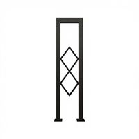 Colonne de garde-corps d'escalier moderne et durable en fer forgé noir en forme de U, simple, pour bricolage personnalisé, 10 pieds