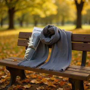 Ring Fleece Vacuum Wrinkled 10 #   Sciarpa Grigia Tinta Unita 90x180Cm Sciarpe Lavorate a Maglia - Product Image 2