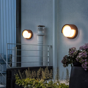 Venta al por mayor de forma redonda al aire libre jardín pared LED lámparas de aluminio redondo pared Sconce Light - Product Image 3