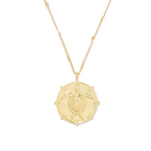 Gemnel 925 perak murni <span class=keywords><strong>14k</strong></span> berlapis emas hewan lucu laut kura-kura kalung liontin untuk wanita - Product Image 1