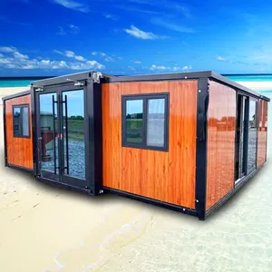40ft 20ft 2 침실 쉬운 오두막 헛간 접이식 확장 컨테이너 조립식 캠프 모듈 형 작은 집 주택 인도
