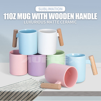 Vente en gros de tasses personnalisées par sublimation de 11oz tasses nordiques par sublimation tasse crème lueur avec manche en bois