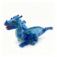 Peluche Dragon Bleu Réaliste en Gros, Jouet en Peluche Personnalisable avec Logo, Poupée Dragon Fantastique pour Souvenir de Parc d'Attractions, Fourniture en Vrac
