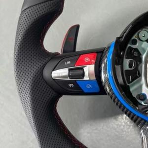 Volante de Coche Personalizado de Fibra de Carbono con Cuero Rojo y Azul para <span class=keywords><strong>BMW</strong></span> F70 E71 F31 F32 X5 X6 F01 F07 F20 F22 F25 <span class=keywords><strong>320</strong></span> F10 F30 E90 - Product Image 2