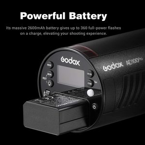 <span class=keywords><strong>Godox</strong></span> <span class=keywords><strong>AD100pro</strong></span> 100Ws 2.4G TTL Flash de photographie stroboscopique 1/8000 HSS Flash de poche avec batterie au lithium 2600mAh - Product Image 5