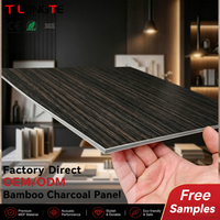 Revêtement mural 3D en bois composite WPC ignifuge au charbon de bambou, placage en bois cristallisé, feuille décorative en PVC écologique pour hôtel