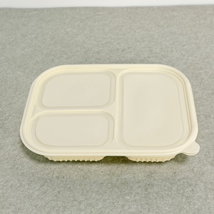 Boîte bento Bioleader écologique en amidon de maïs, 3 compartiments, 32 oz (1000 ml), compostable, plateau alimentaire à <span class=keywords><strong>emporter</strong></span> avec couvercle, pour la restauration - Product Image 4