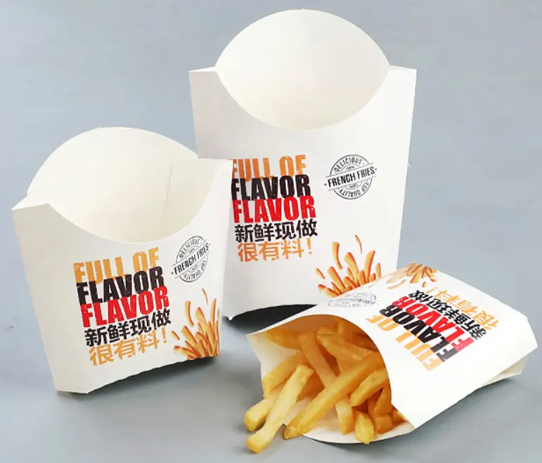 Großhandel Pommes Frites Box Benutzer definierte Verpackung Kleine Pommes Frites 500 Stück (Schwarz)