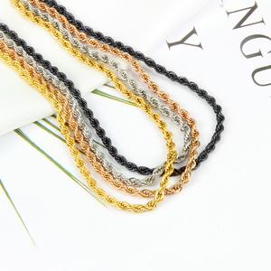 Collier en acier inoxydable plaqué or 18 carats pour homme, chaîne épaisse torsadée avec perles et diamants, idéal pour mariage, fête ou occasions religieuses - Vente en gros - Product Image 1