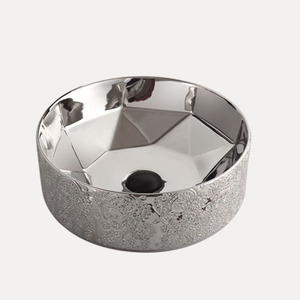 Vasque de salle de bain moderne en céramique dorée, lavabo artistique de luxe à poser, peint à la main, facile à nettoyer <span class=keywords><strong>CORONIS</strong></span> - Product Image 5