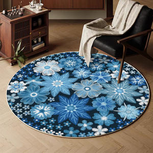 พรมลายเหรียญกลมหรูหรา ผ้าแคชเมียร์เทียม กันลื่น ตกแต่งบ้าน ห้องนั่งเล่น ห้องนอน พรมปูพื้น ลายดอกไม้ H-156-1 - Product Image 2