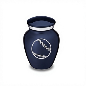 Urna de cremación de béisbol Embrace de recuerdo azul cobalto para cenizas humanas con bolsa de terciopelo gratis - Product Image 1