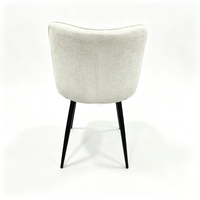 Chaise de salle à manger en tissu de style nordique, dossier haut, assise rembourrée en lin, pieds en fer avec revêtement anti-rayures, vente en gros