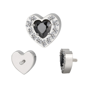 Titanium 16G Internally Threaded Helix Earring Heart Labert Pierced Body Jewelry with Pear CZ Center and Paved CZ for Gifts - Product Image 3