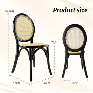 <span class=keywords><strong>Chaise</strong></span> de salle à manger élégante <span class=keywords><strong>Louis</strong></span> <span class=keywords><strong>XVI</strong></span> avec dossier en médaillon et dossier en rotin naturel - Product Image 2