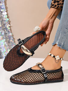 Nuove <span class=keywords><strong>Ballerine</strong></span> Estive con Design Moderno, Fodera in PU, Tomaia in Rete, Suola in Gomma, Tendenza Moda con <span class=keywords><strong>Cinturino</strong></span> a Fibbia per Donna, per Uso Esterno in Primavera - Product Image 6