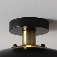 Lustre de plafond RUYI en fer noir, style moderne du milieu du siècle, douille E27, abat-jour ovale à 3 couches avec bordure en feuille d'or pour couloir et salle à manger