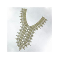 LEIXUSI Applique brodée dorée hydrosoluble en V, broderie 3D au fil doré pour vêtements, sacs et accessoires DIY