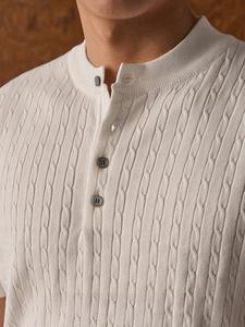 T-shirt en tricot à col <span class=keywords><strong>Henry</strong></span> style <span class=keywords><strong>Old</strong></span> Money pour homme, manches courtes, été - Product Image 5