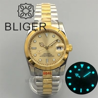 Bliger montre de luxe hommes 36/39mm montre boîtier en or verre saphir or cadran lumineux étanche NH35 mouvement automatique montre-bracelet