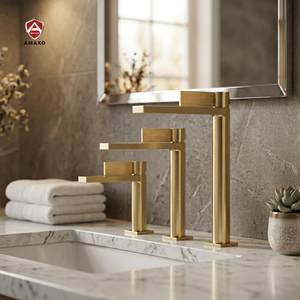 AMAXO Nouveau design <span class=keywords><strong>Robinet</strong></span> de baignoire encastré mural en or brossé <span class=keywords><strong>avec</strong></span> <span class=keywords><strong>douchette</strong></span> à main - Product Image 3