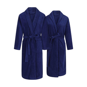 Customized <b>Kimono</b> Collar Adult <b>Men's</b> 100% Cotton Velour Breathable Warm Long Sleeve Bathrobe with Front Logo - Product Image 1