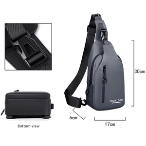 Bolso Bandolera Impermeable para Hombre, Mochila Cruzada de Pecho con Logotipo Personalizado, Mochila Deportiva de Hombro, Mochila Casual para el Día a Día, Bolso de Mensajero de Viaje, Gris y Negro - Product Image 2
