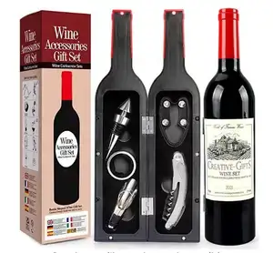 Actory-Juego de accesorios para vino en forma de botella, sacacorchos con forma de neumático de 5 piezas, abridor de vino