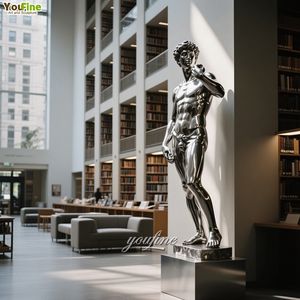 Nouveau design extérieur statue miroir grandeur nature <span class=keywords><strong>sculpture</strong></span> de David en acier inoxydable - Product Image 5