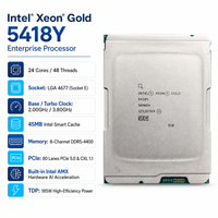 Prosesor Intel Xeon Gold 5418Y Server CPU 24 Core 48 Thread 2.0GHz 3.8GHz 45MB L3 Cache LGA4677 185W