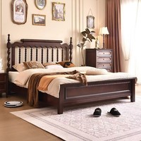 Ensemble de meubles de chambre à coucher modernes sur mesure, lit double extra-large avec rangement, lit de mariage traditionnel sculpté à la française, style vintage