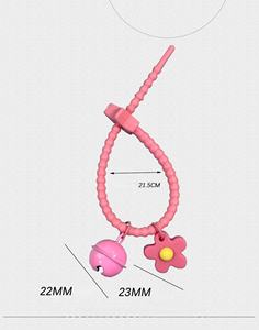 シリコーンケーブルタイベルフラワーチャームキーチェーンコード再利用可能ツイストタイ多用途弾性コードタイダイバッグアクセサリーストストラップ - Product Image 2
