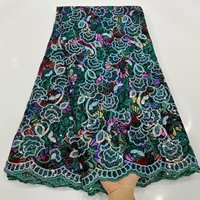 Tissu brodé à base de feuille floquée avec garniture en dentelle à sequins pour robe de mariée, robe de soirée, robe de mariée