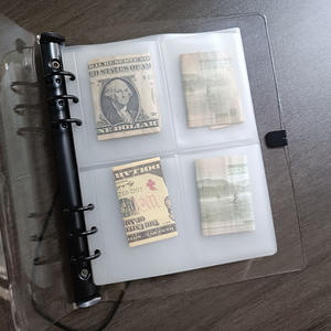 Vente en gros d'enveloppes à billets A5 personnalisées givrées, pochettes rechargeables à 4 poches, reliure à anneaux, pochettes de remplacement pour argent comptant - Product Image 5