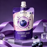 Kemasan Pouch Stand Up dengan Cetakan Kustom, Lapisan Matte, Food Grade, Bebas BPA, Anti Bocor, Dapat Didaur Ulang, untuk Jus Blueberry