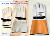 Kit de Guantes de Seguridad Eléctricos de Caucho Natural Aislante, Diseño Bicolor, Exterior Negro, Interior Rojo, 1000V, 14 Pulgadas, EN60903 Clase 0