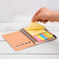 4 paquetes disponibles de cuaderno espiral de papel Kraft personalizado 100gsm 100 hojas A5 Bloc de notas forrado con bolígrafo y libro de notas adhesivas